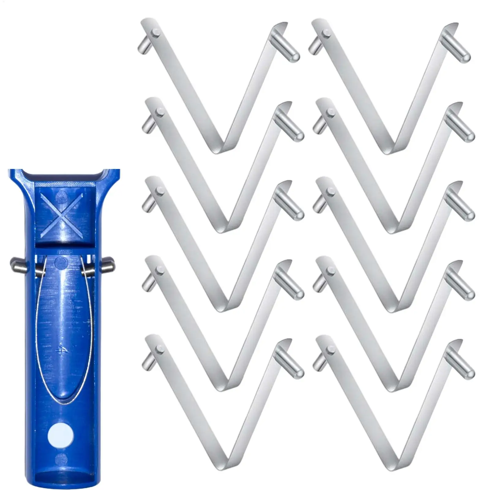 

Pool Brush Clip Skimmer Nets Stainless Steel Clamp 10 Pieces Double Pin Pool Brush Clips For Telescopic Rod Leaves Skimmer Daily