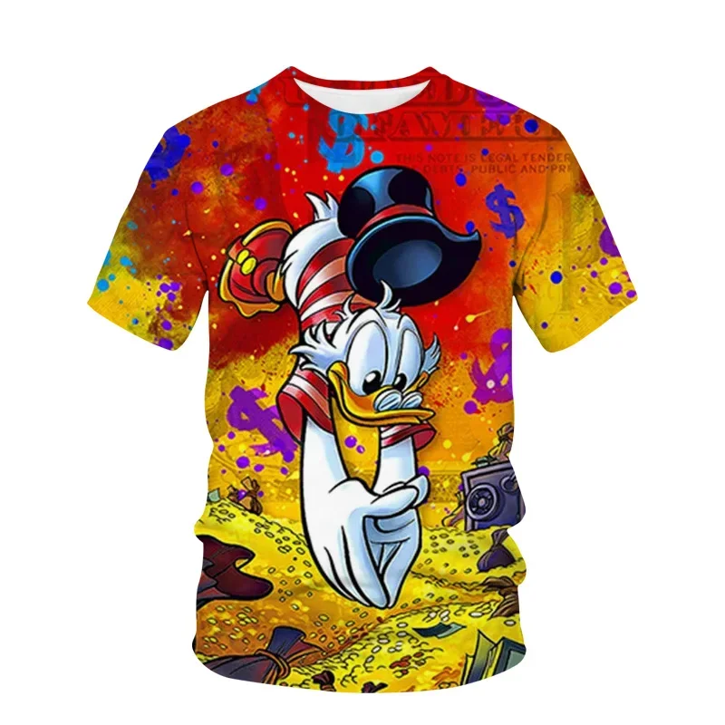 

Disney Don Donald Duck Daisy 3D Print Men's T Shirt O Neck Sweatshirt Short Sleeve Casual Street Loose Top