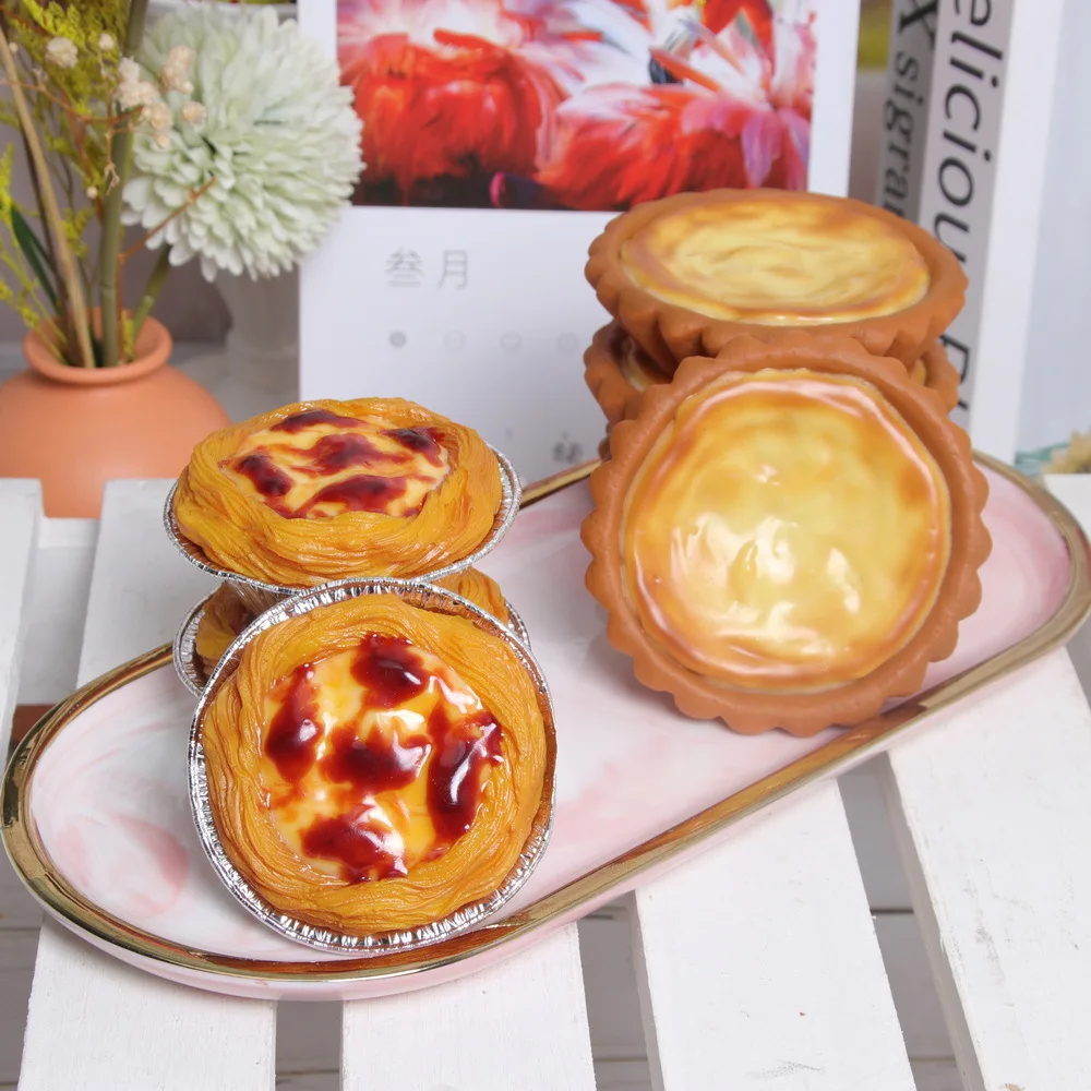 家とキッチンの装飾のためのシミュレーションケーキモデル、偽のフルーツケーキ、卵アート、デザートウィンドウ、3個