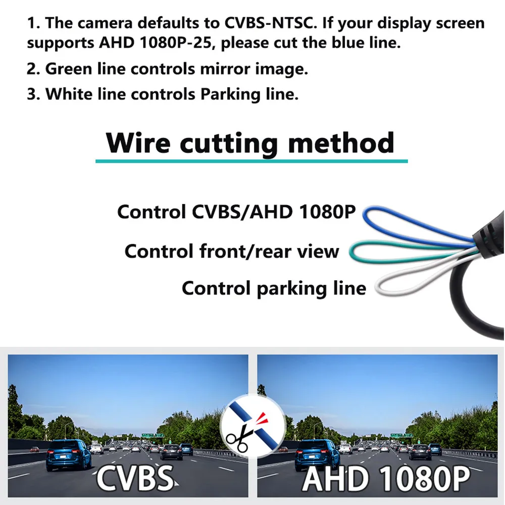 AHD Car Rear View Camera 12V Night Vision Backup Parking Reverse Camera Waterproof HD Color Image Video Vehicle Camera