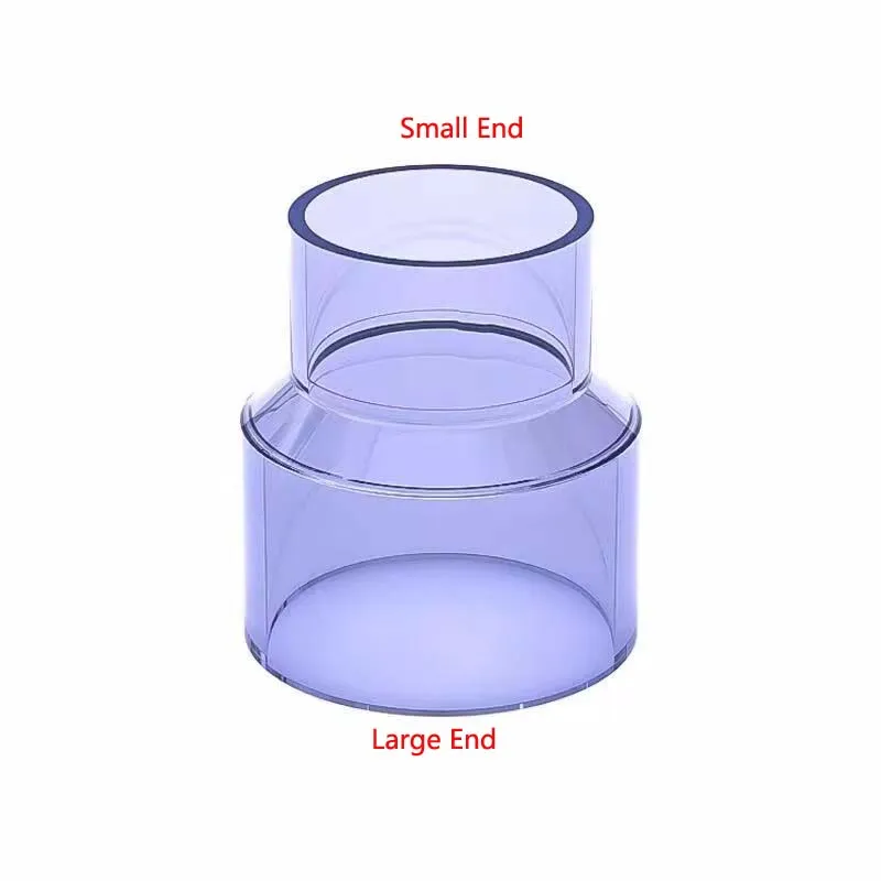 1Pc UPVC Transparent Blue Reducing Straight Coupling PVC Joint Straight Reducer Fittings Water Tube Aquarium Adapter ID20~63mm