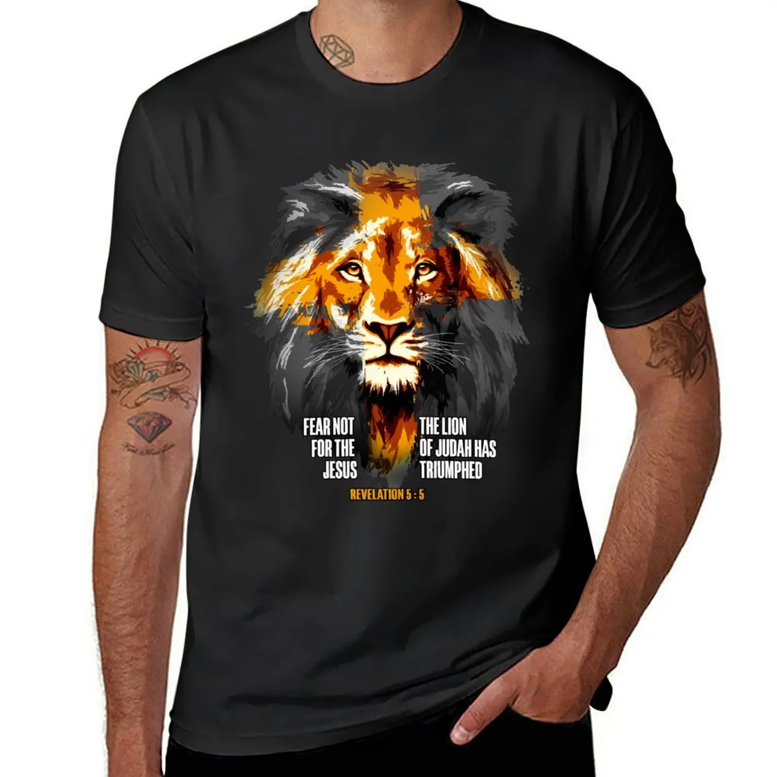 Lion Cross Jesus Christian Lord God Believer T-Shirt sports fans oversized customizeds men clothes