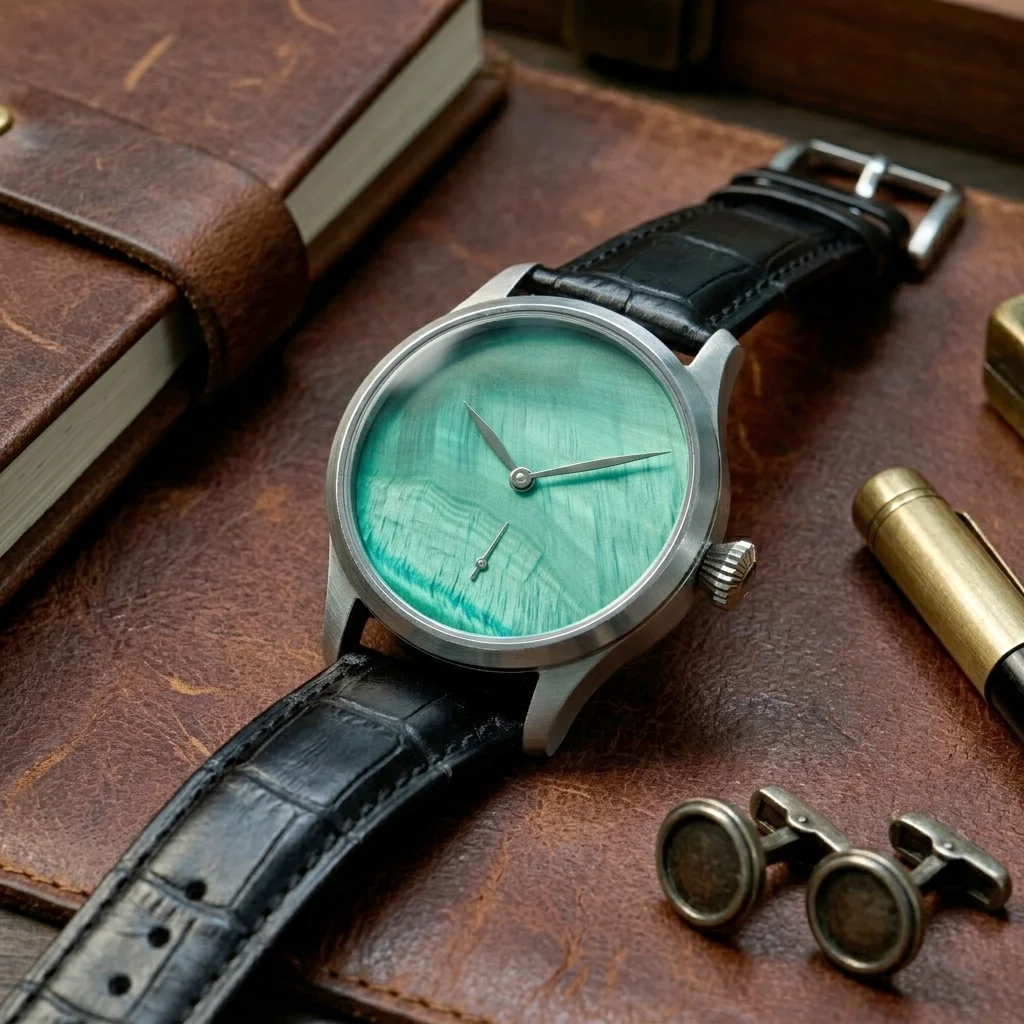 CORGEUT 42mm Herrenuhr mit individuellem Logo, ST3621 Handaufzug, mechanisches Uhrwerk, grünes MOP-Zifferblatt, Saphirglas, luxuriöse personalisierte Armbanduhr – Detail 6