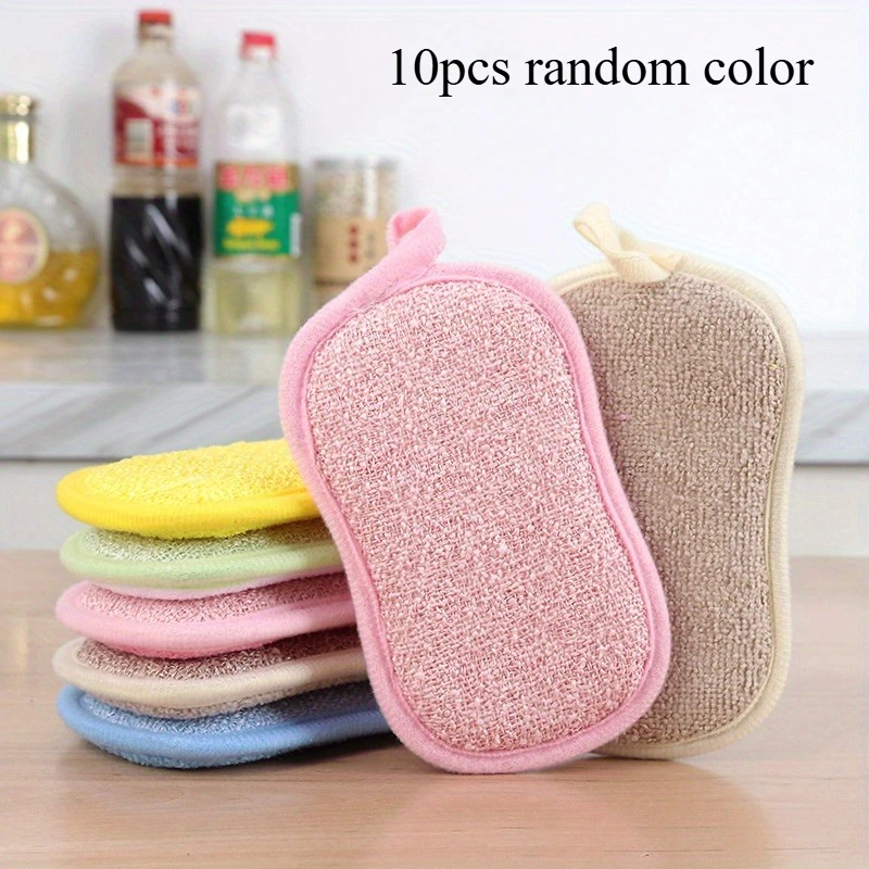 10pcs Kitchen Cleaning Sponge Double Sided Sponge Scrubber Sponges for Dishwashing Scouring Pad Dish Cloth Kitchen Cleaning Tool