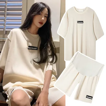 妊娠中の女性のためのカジュアルな綿のマタニティウェア,腹,妊娠服,綿のスウェットシャツ,春と秋