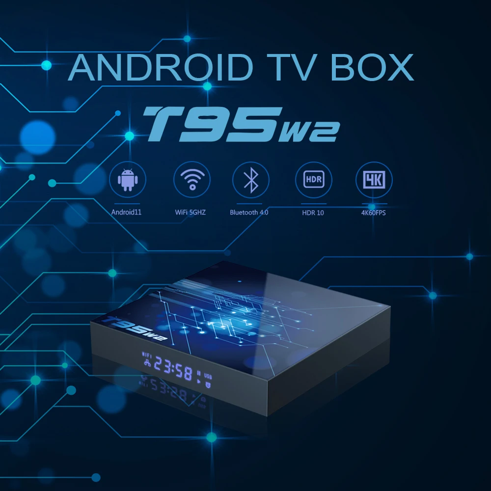 2023 Smart TV BOX Android T95 W2 4K Android 11.0 TV  FLASH 16GB/32GB/64GB Decoder SDRAM 2GB/4GB TV BOX Free Shipping