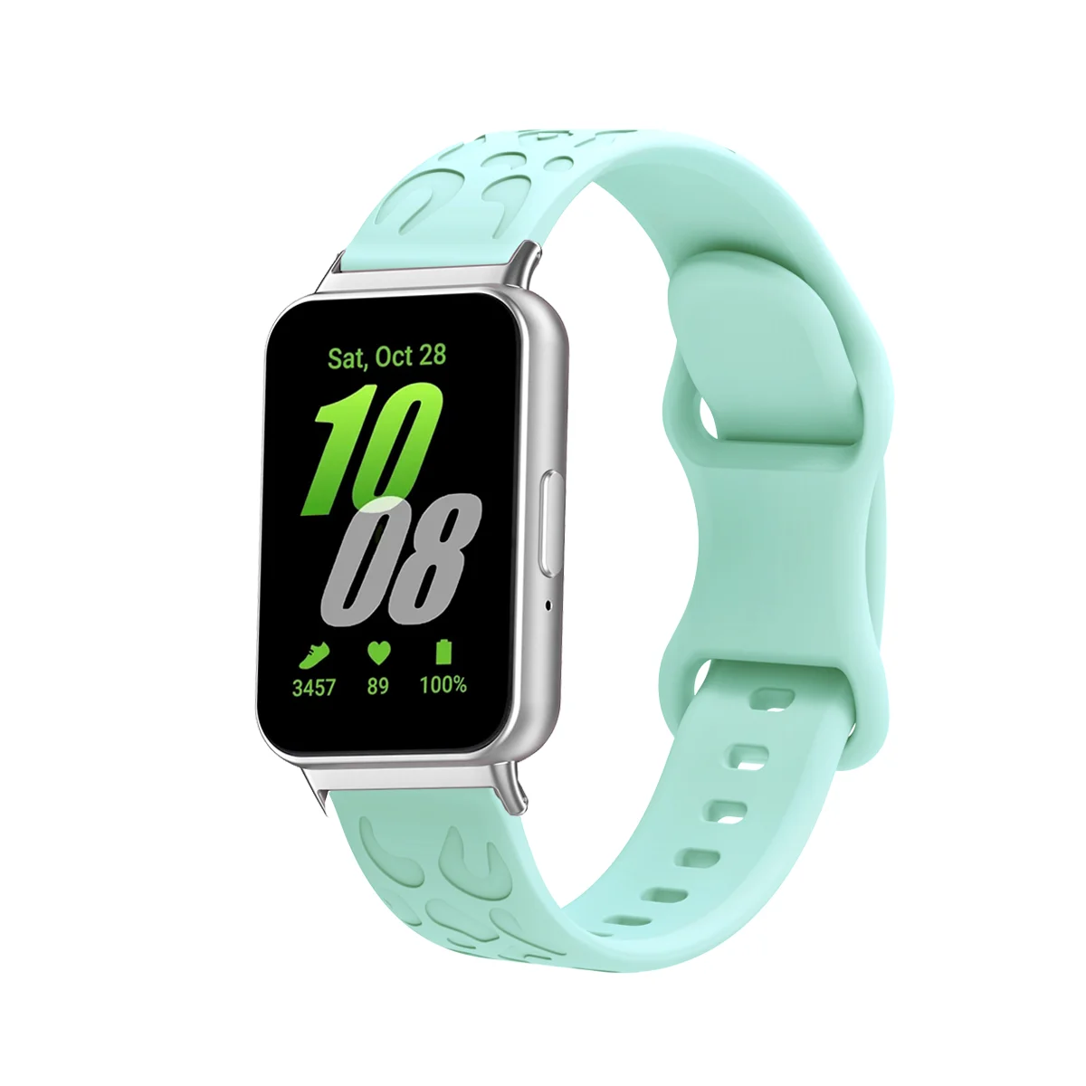 삼성 갤럭시 핏 3 SM-R390 시계 밴드 스트랩, 레오파드 질감 고무, 부드럽고 내구성 있는 실리콘 시계 밴드