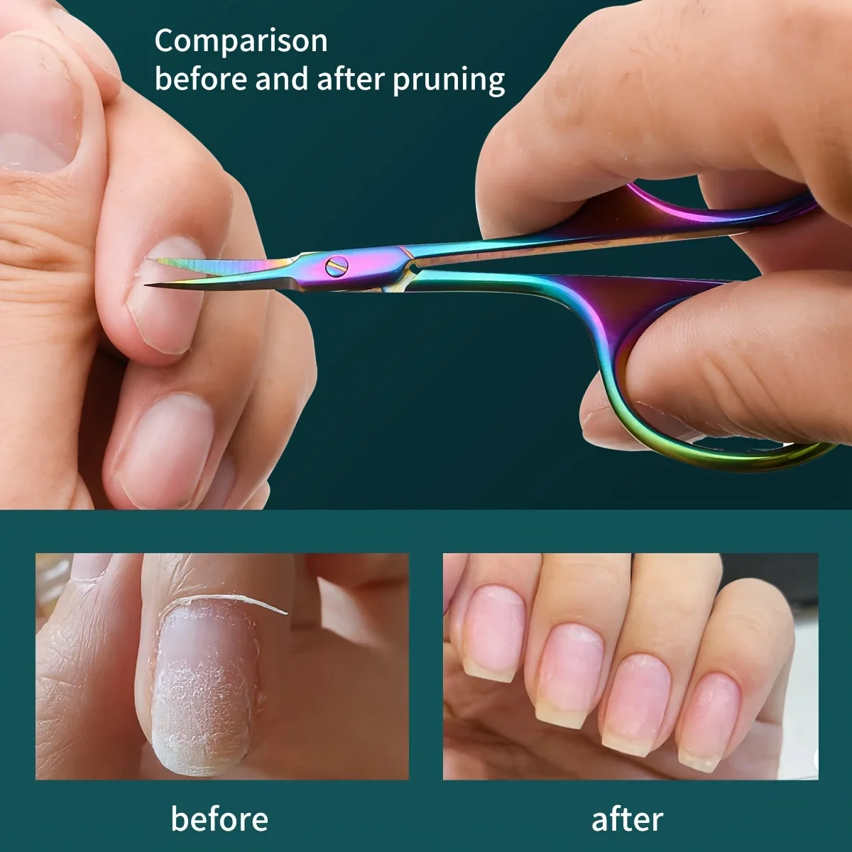 Ciseaux à cuticules incurvés de précision en acier inoxydable pour hommes et femmes, outil de soins des ongles polyvalent pour manucure, pédicure, doigts