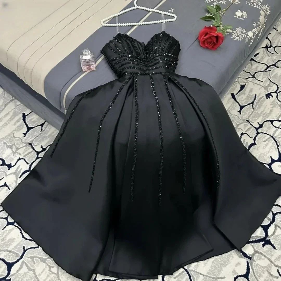 

Customized Prom Dress Evening Formal Gown Women Femmes Black Sequin A Line Es Woman Elegant Party 2024 E