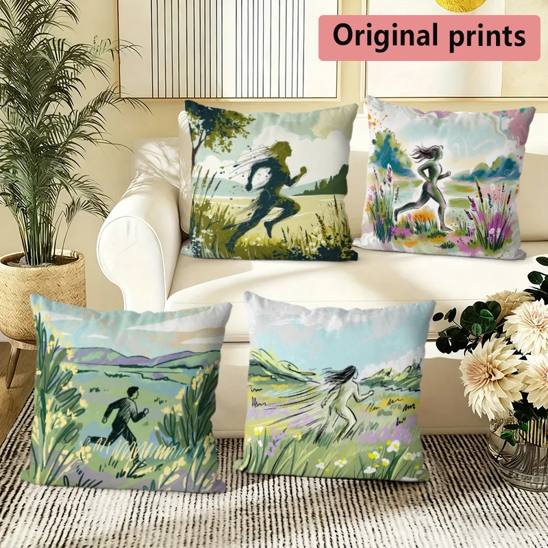 

Running Wild Nature Scene Throw Pillow Covers Pattern Cushion Cover Suitable for Sofa Bedroom Car Pillow Cover