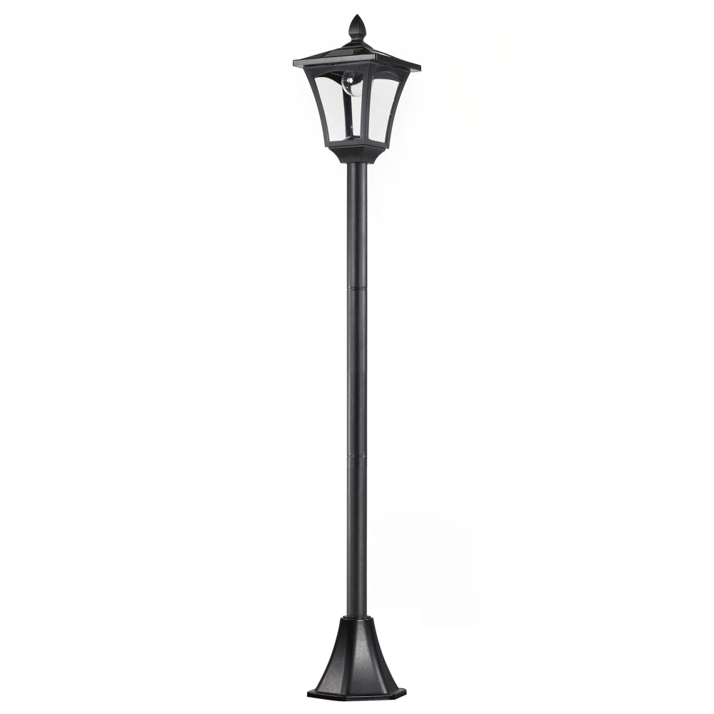 Lanterne solaire de jardin avec LED 40 lumens, noire, 18 x 18 x 160 cm
