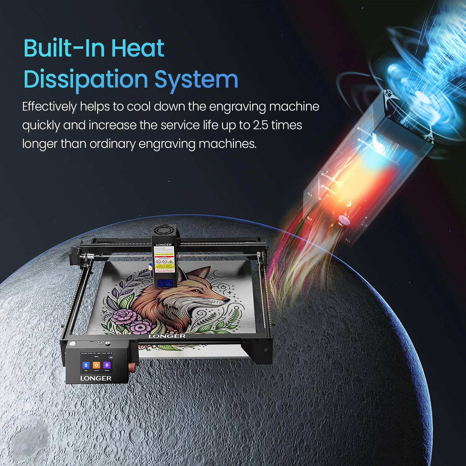 LONGER RAY5 20W Lasergravierer, 375 x 375 mm Arbeitsbereich, 0,08 x 0,1 mm Laserpunkt, WLAN, 32-Bit-Chipsatz, Touchscreen, Laserschneider für Holz, Acryl, Leder & Metall – Detail 10