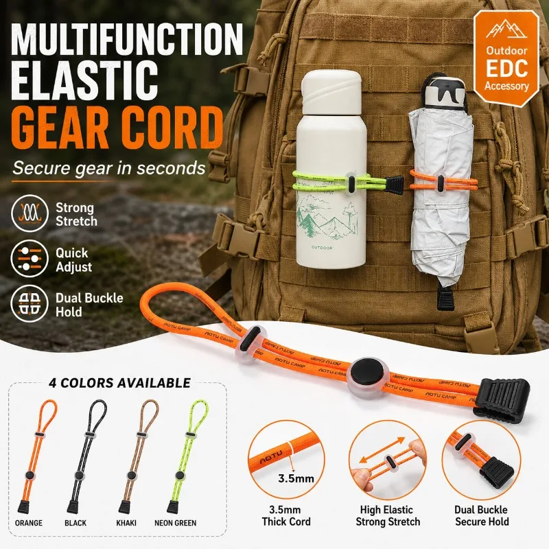Multifunktionales Elastisches Gurtband 3,5mm Verstellbarer Rucksackgurt für Flaschen Regenschirme Wandern