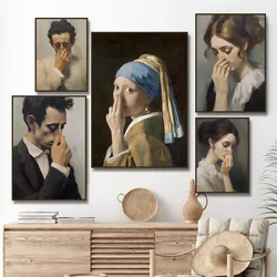 Toilet Humor Woman Bad Smell Poster Canvas Painting Wall Art Print, Funny Bathroom Decor Vintage Style Poster Cuadros