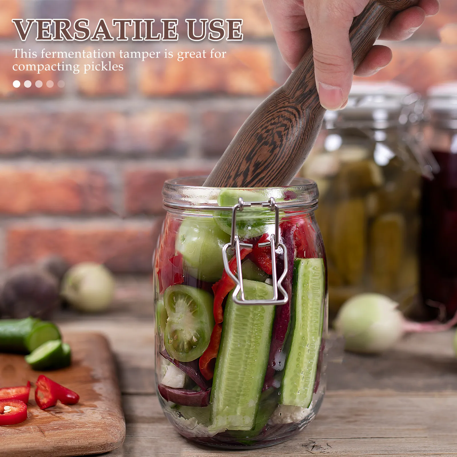 Sauerkraut Pounder Pickle Press Wooden Fermentation Tamper Stick Vegetable Masher Fermenting Tool Garlic Press Rocker