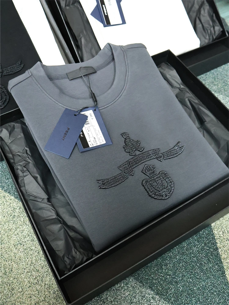 

Italian High-End Men's Long Sleeve round Neck Sweatshirt Air Layer Spring Autumn Trendy Comfortable Loose Fit Youth Hoodie