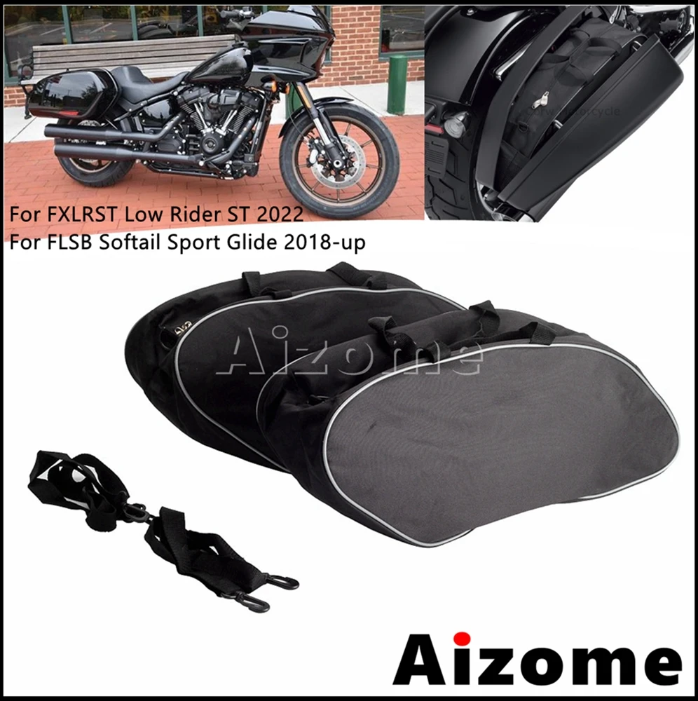 Soft Motorcycle Saddle Bag Luggage Liner Bags Side Saddlebags For Harley FXLRST Low Rider ST 2022 FLSB Softail Sport Glide 18-UP