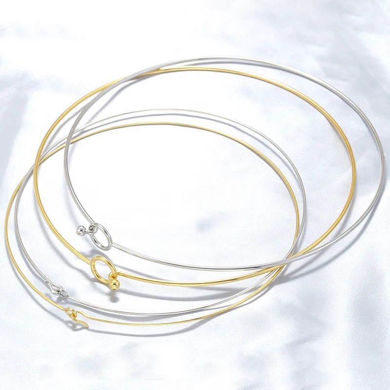 316L Stainless Steel Heart Round Adjustable Collar Women\'s Necklace Simple Open Neck Metal Jewellery Accessories: VL534 VL535