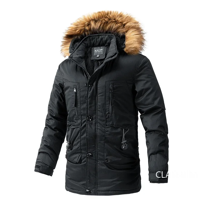 Pardessus long à capuche avec plusieurs poches pour hommes, parkas chauds, doudounes d\'extérieur décontractées, haute qualité, hiver, nouveau, 4XL