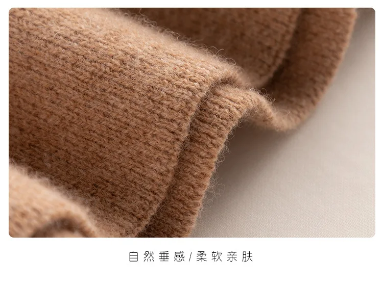 Fengbaoyu Gonna in cashmere 100% Autunno e inverno Lana addensata sopra il ginocchio MIDI Gonna lavorata a maglia a vita alta Temperamento elegante