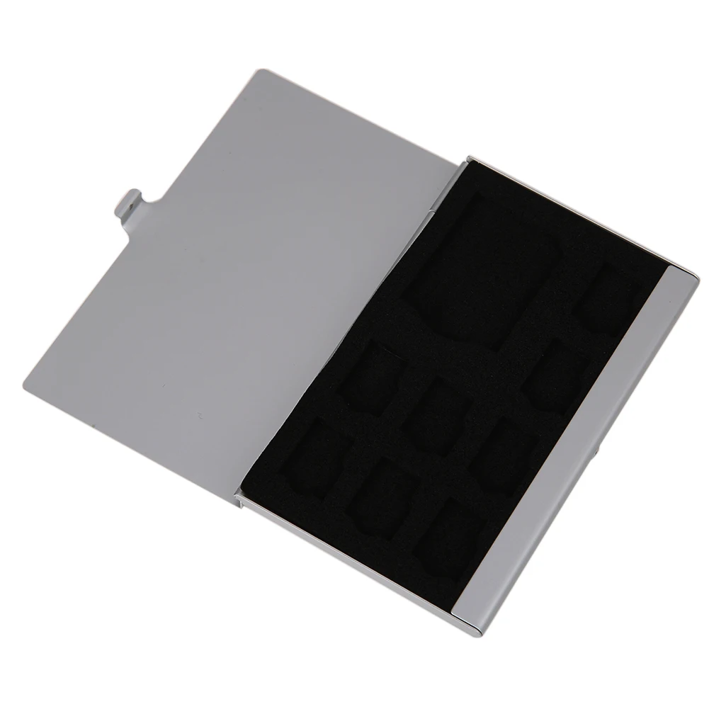 Caja de almacenamiento para tarjetas Micro SD, soporte 9 en 1, portátil, Monolayer, aluminio, Protector, 1SD + 8TF