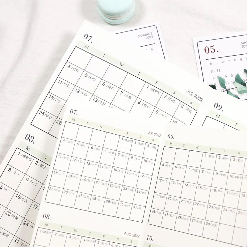 Domikee New colored 2021 calendar yearly planner 6 holes refilling inner sheets for binder planner notebooks stationery A5A6