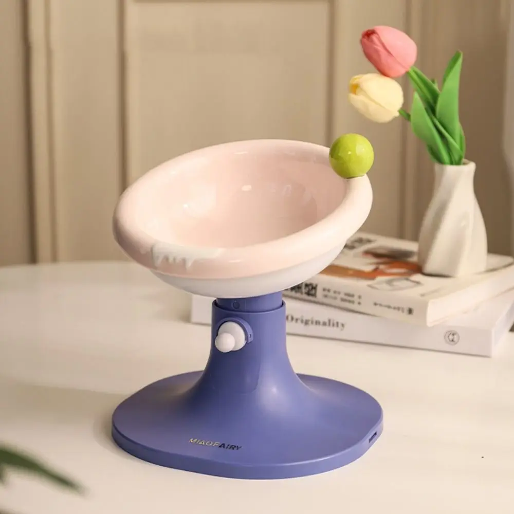 

Ceramic Cat Bowl Cute Height Adjustable Pet High Foot Bowl Anti Tipping Slanted Mouth Dog Food Feeding Basin Kitten Puppy