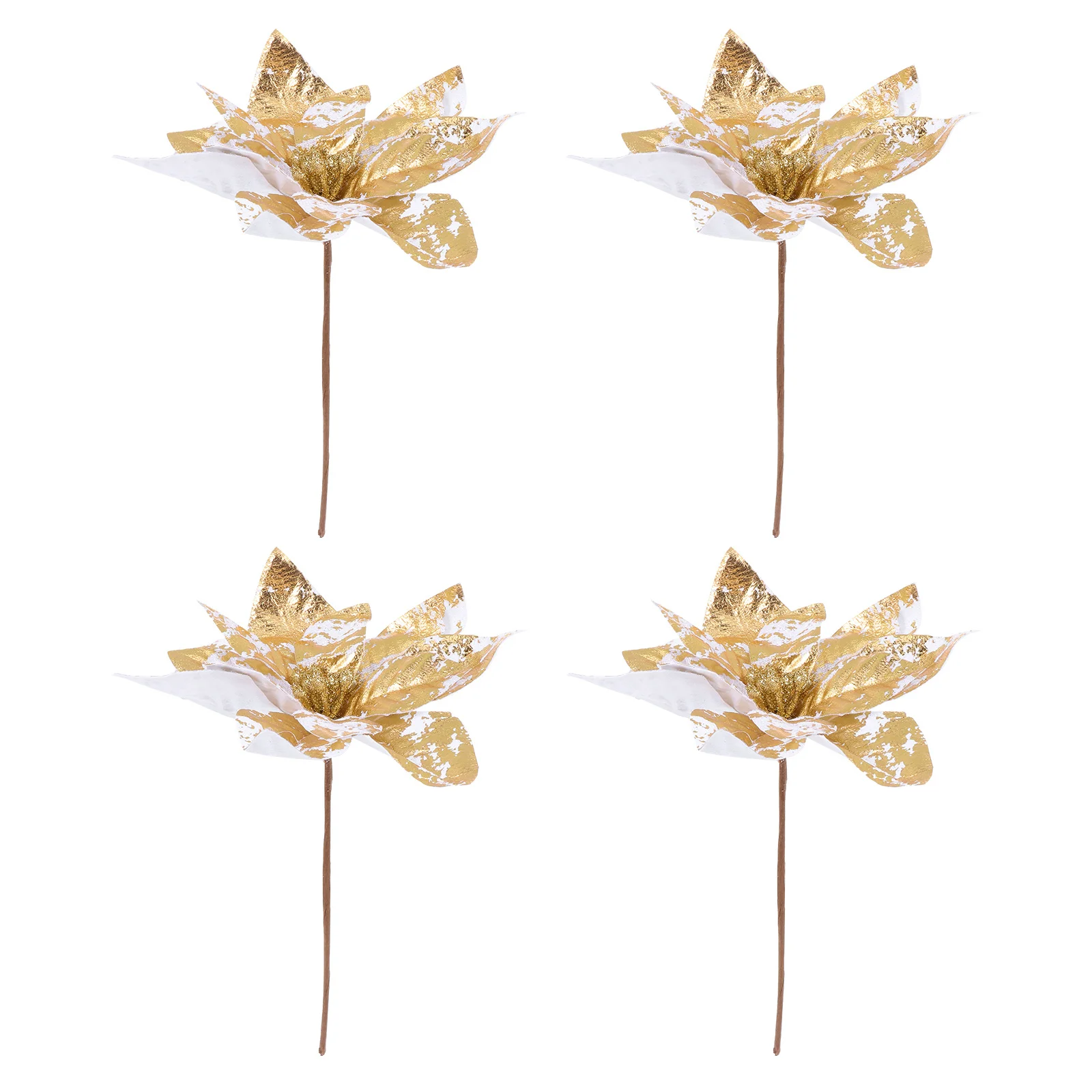 

4Pcs Delicate Christmas Flower Decor Creative Fake Blossoms for Tree Decoration Holiday Party Bright Simulation Floral
