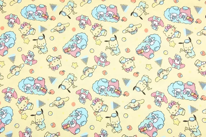 Sanrio Little Twin Stars Yellow Plain 100% Cotton Fabric For Sewing Patchwork Clothes DIY Quilting Needlework Material