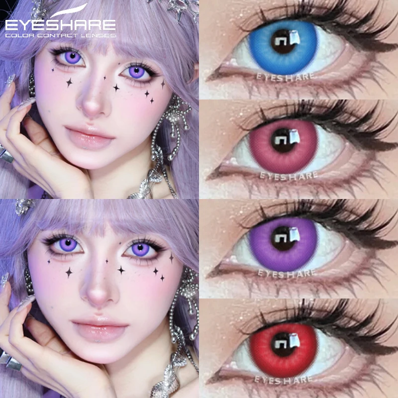 EYESHARE 1 Paar farbige Kontaktlinsen mit grünen Kontakten für Augen, Cosplay, lila, Schüler, Schönheit, Make-up, rosa koreanische Linsen, Y2k-Linsen