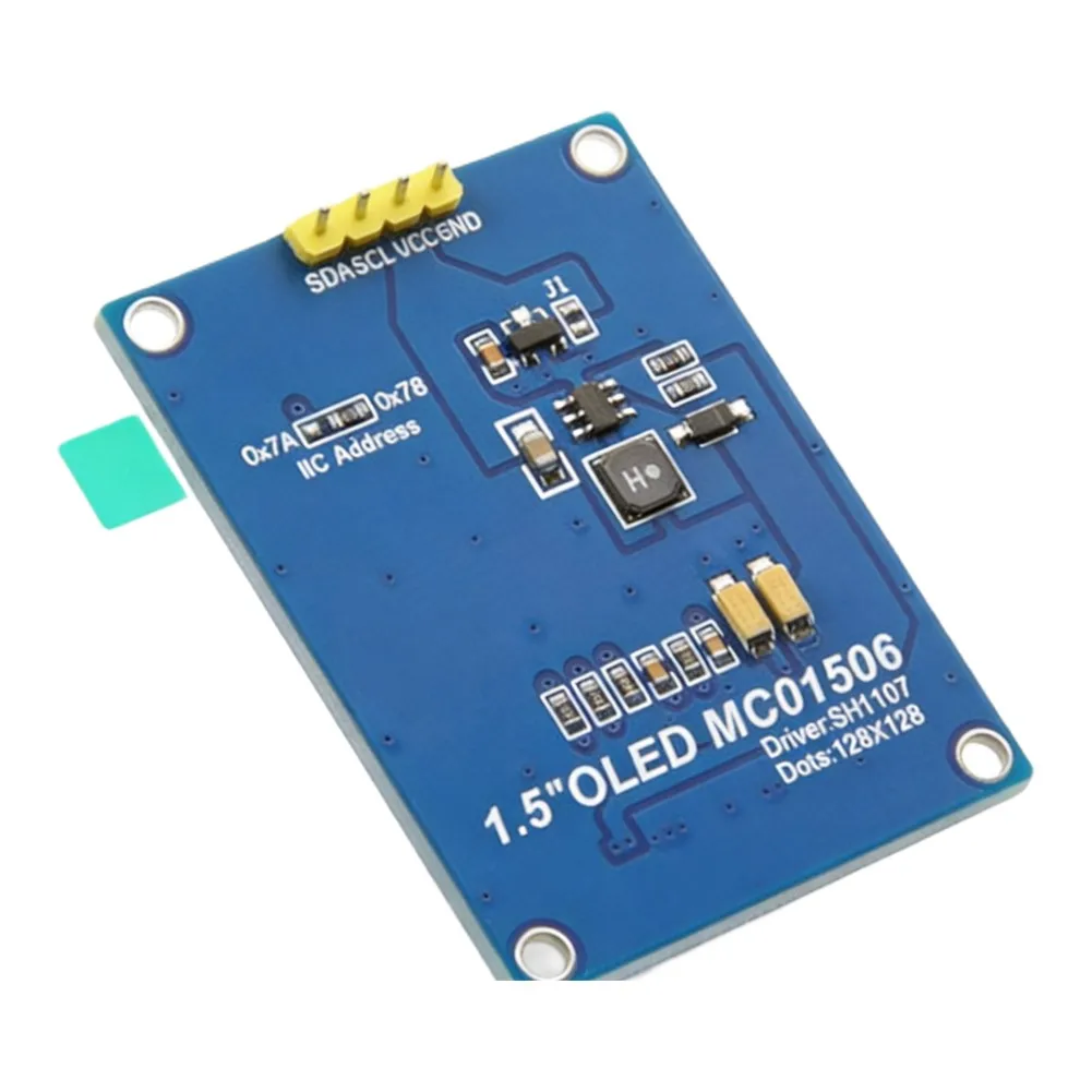 1.5 inch For OLED Display with Black Color and 45.5 x 34.3mm Dimensions for Custom Enclosure and PCB Integration