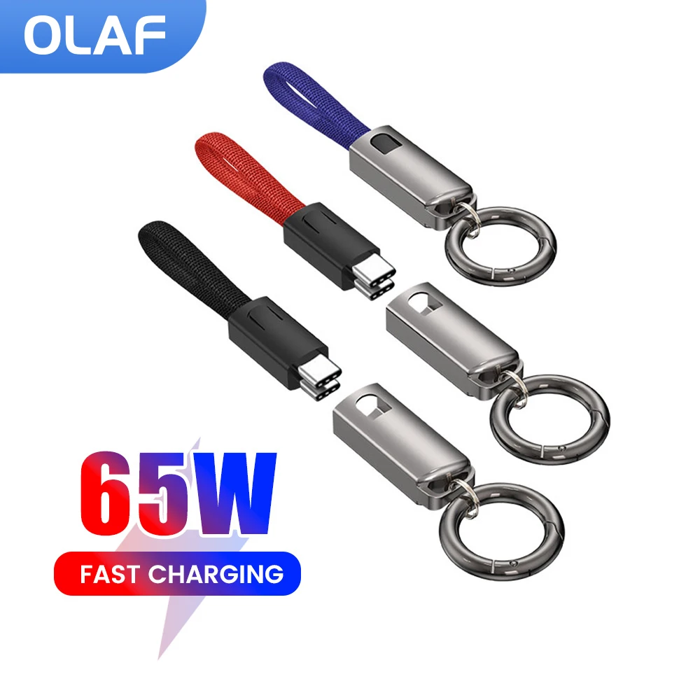 Olaf 65 واط نوع C كابل PD شحن سريع المحمولة USB C كابل شاحن الهاتف سلك آيفون 15 شاومي هواوي USB C كابل بيانات