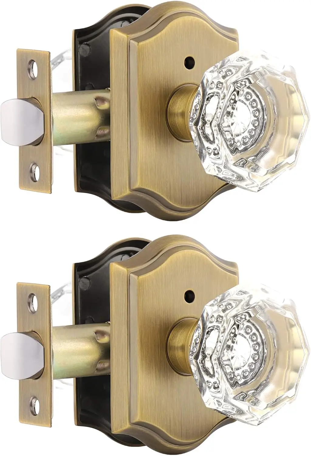 Privacy Door Lock Sets Crystal Knobs Heavy Duty Door Hardware,Keyless Bath/Bed Door Knobset with Lock Inside,Push Pin Bu