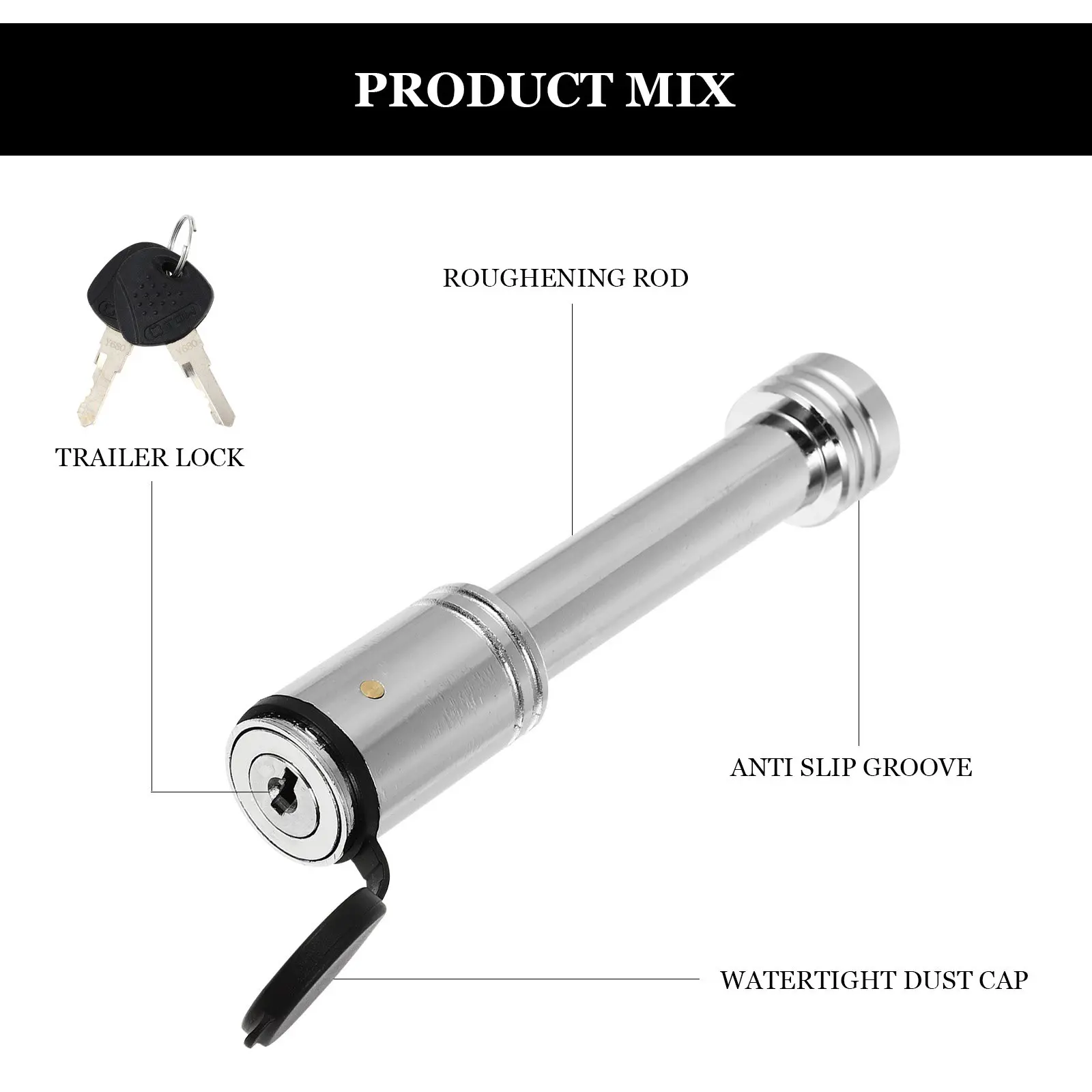 

1Pcs Security Locking Hitch Receiver Lock for Trailer Tow Bar Connection Straight Lock Universal Receiver Fit