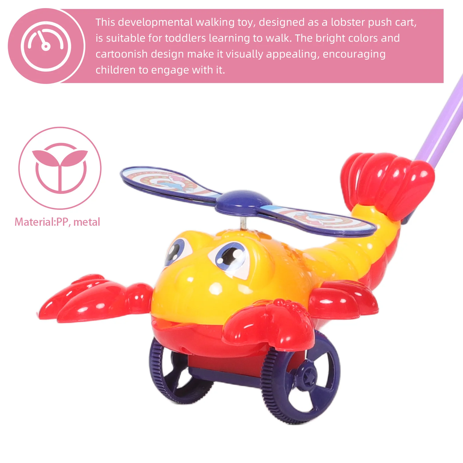 Bébé dessin animé homard Push Pull aide à la marche développement équilibre soutien enfant en bas âge marcheur intérieur extérieur tirer le long de la marche jouet