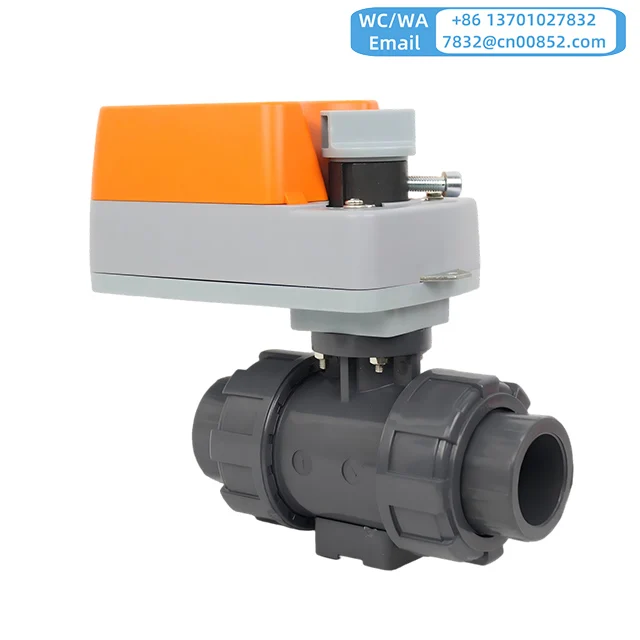 

YMER UPVC Modulating electric ball valve rotary Actuator Double Union Plastic Ball Valves motorized control valves 0-10v 4-20mA