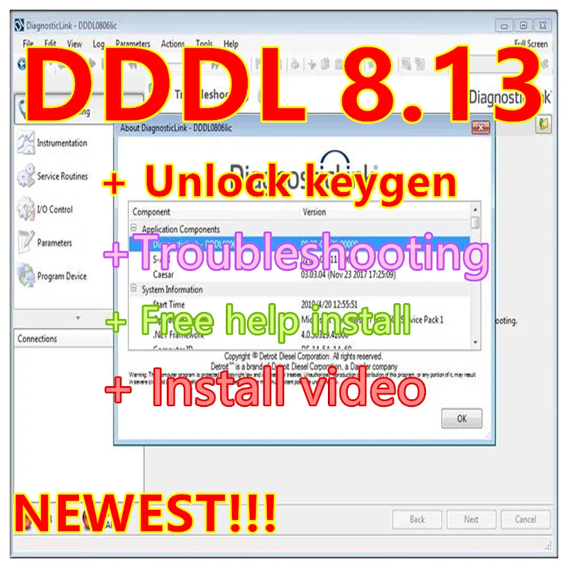 Newest DDDL 8.13 SP3 with keygen Troubleshooting Detroit Diesel Diagnostic Link 8.13+ unlocked Keymaker+Troubleshooting DEC 2021