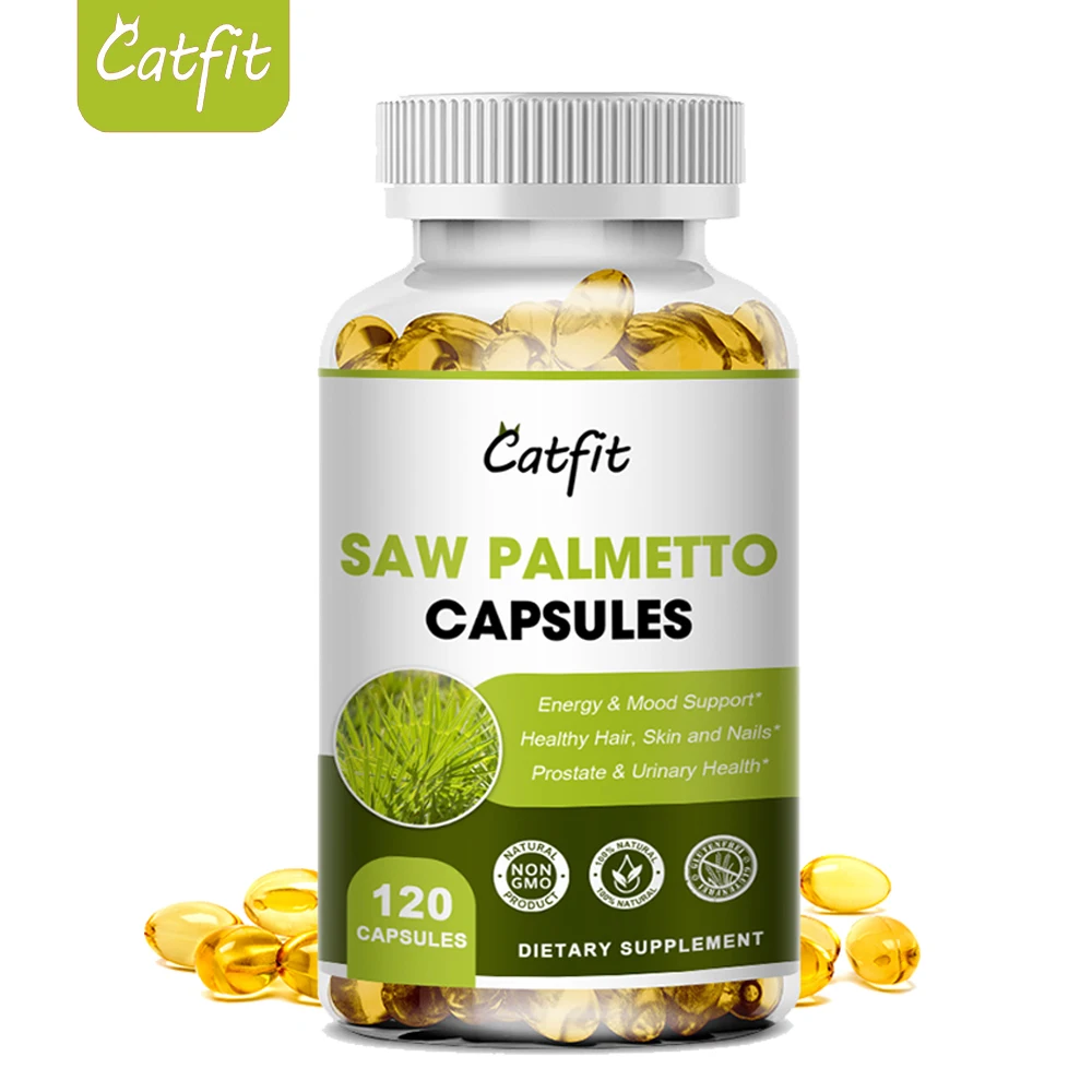 Catfit Saw Palmetto Capsule Urinary and Reproductive system Care Prevents Hair Loss enlarged prostate natural plant extracts