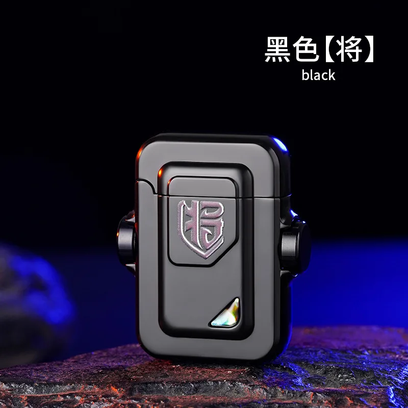 

New Induction Inflatable Lighter Mech Gyro Windproof Red Flame Metal Material Portable Cigarette Lighter Men's Stress Relief Gif