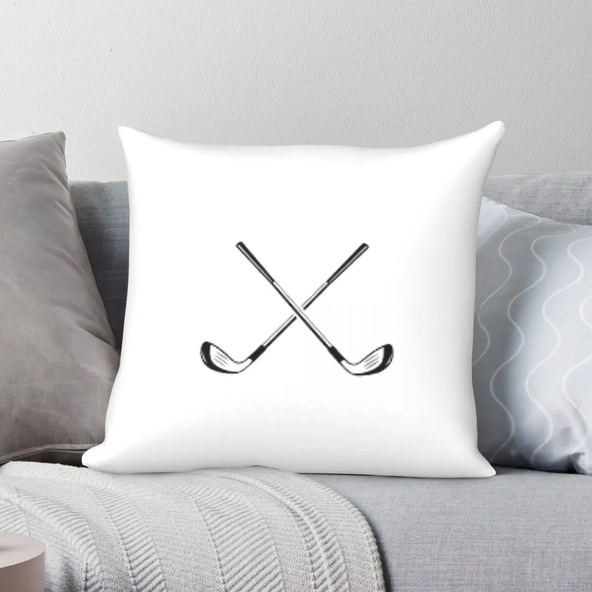 Crossed Golf Clubs Logo Pillowcase Polyester Linen Velvet Printed Zip Decor Home Cushion Cover 45x45