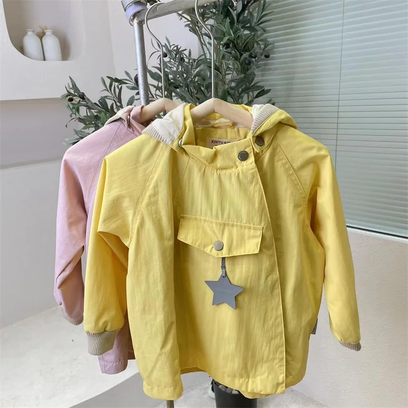 

Girls Coat Overcoat Jacket Windbreak Outerwear 2024 Stars Spring Autumn Cotton Outfits Sport Teenagers Children's Clothing