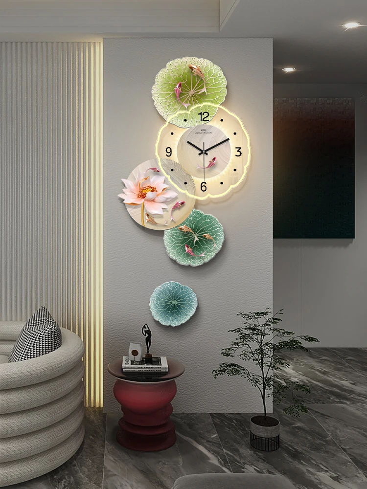 

Acrylic Fish Wall Clock with LED, Living Room Wall Decor, Hallway Hanging, Modern Painting Wall Decorations, Arcylic Wall Watch