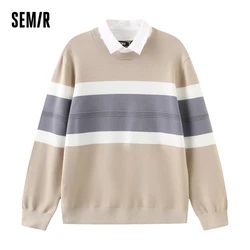 Semir Sweater Men 2023 Spring New Fashion Stitching Trendy Comfortable Soft Casual Style Sweater