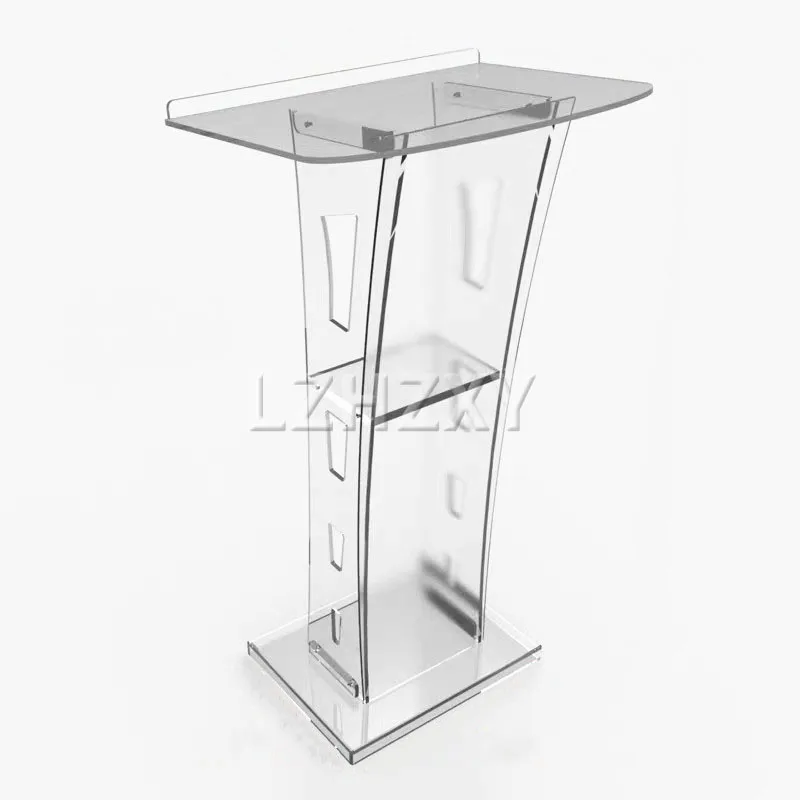 Led Arc Acrylic Podium Church Pulpit Modern Rostrum Award Reception Platform Speaker Bracket Clean Transparent Plexiglass