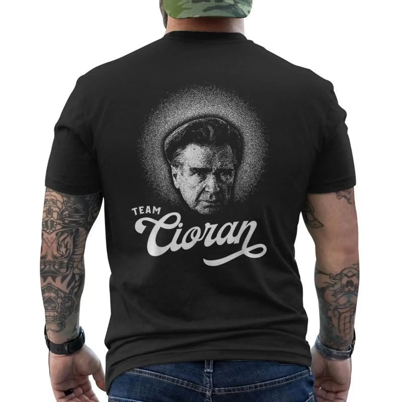 Équipe Cioran Philosophie Rétro Portrait T shirt imprimé au dos Cadeauxyz vintage Washed streetwear Breathable homme Stretched