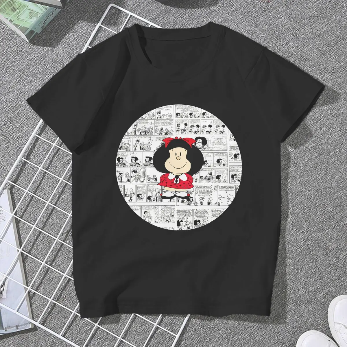 ICONIC TShirt For Girls Mafalda Cartoon Y2k Tees Harajuku Ladies Polyester T Shirt Basic Summer