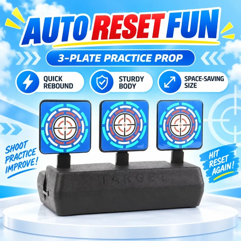 Multi‑Scene Hobby Entertainment Target Prop, 3‑Plate Auto‑Reset Plastic Practice Set for Tabletop Backyard Activity