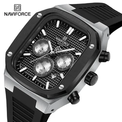 Men Watches NAVIFORCE Military Sports Waterproof Silicone Strap Man Wristwatch Wild Multifunction Square Dial Quartz Male Clock