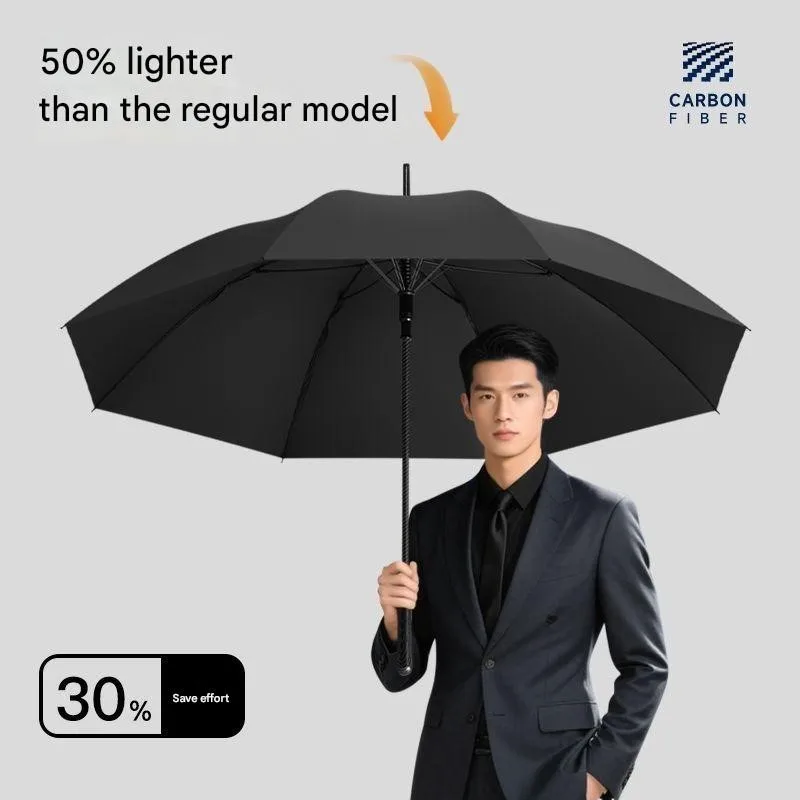 Luxury Carbon Fiber Weatherproof Umbrella Double Size Extra Large Craft and Reinforced Long Handle Men's Business Golf Umbrella