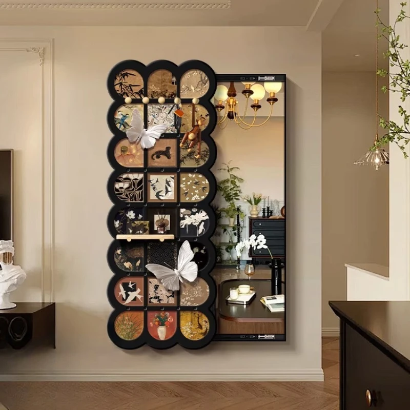 

Medieval style hidden full-body mirror porch hole board hidden invisible push-pull rack dressing mirror hanging painting